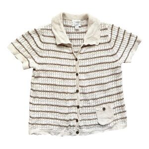 Vintage Y2K Hand Crochet Christopher & Banks Knit Sweater Polo Size Medium